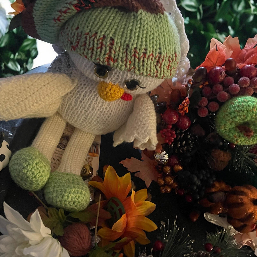 Handmade Crocheted Cornucopia with Infinity Flowers