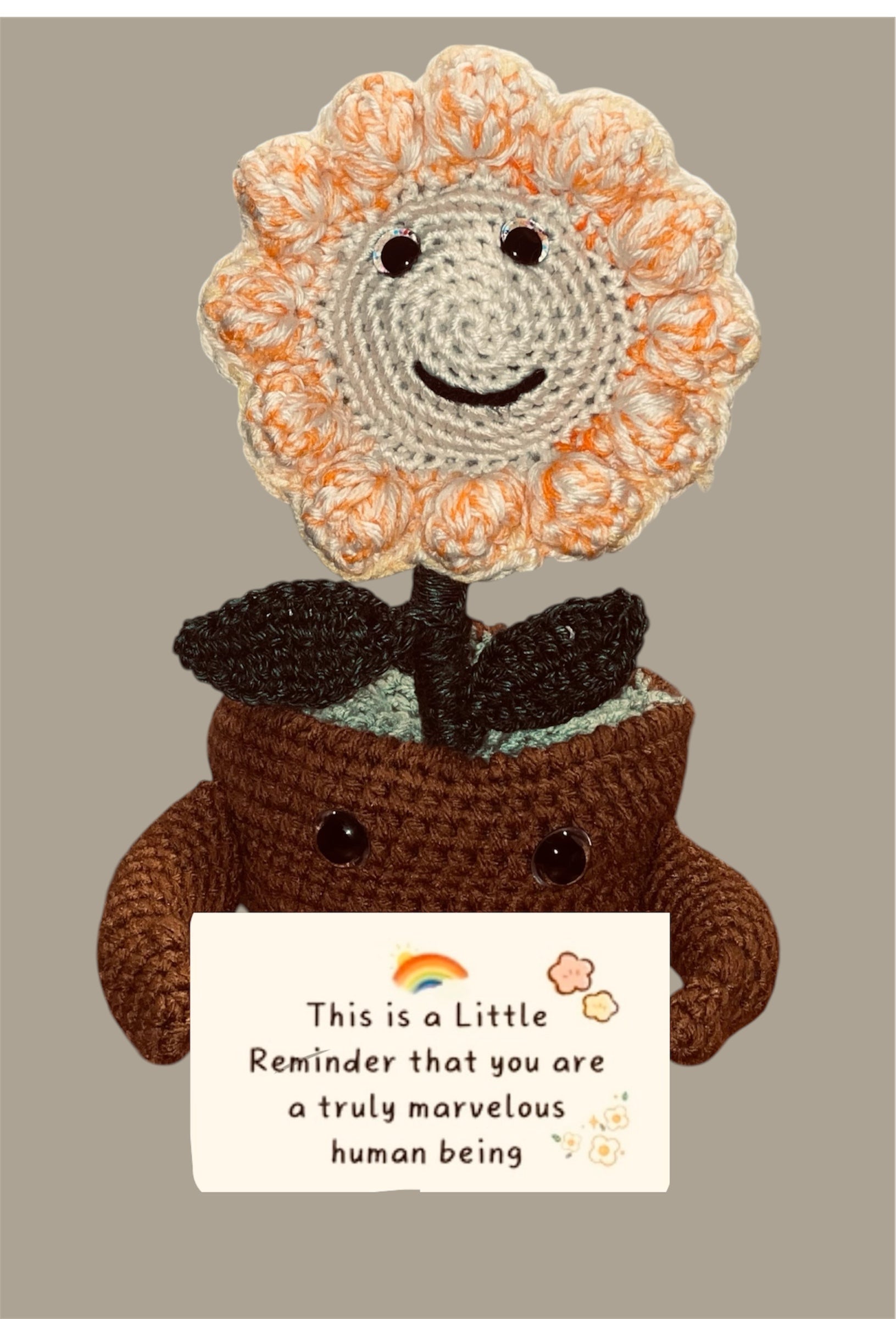 Handmade crochet positive message flower
