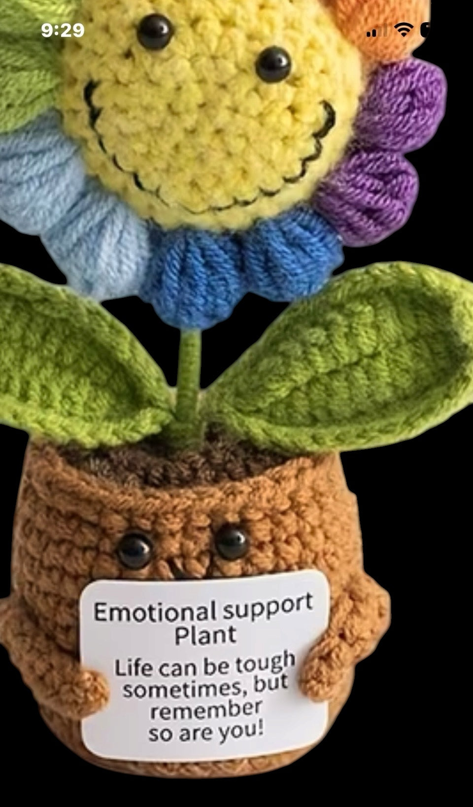 Handmade crochet positive message flower