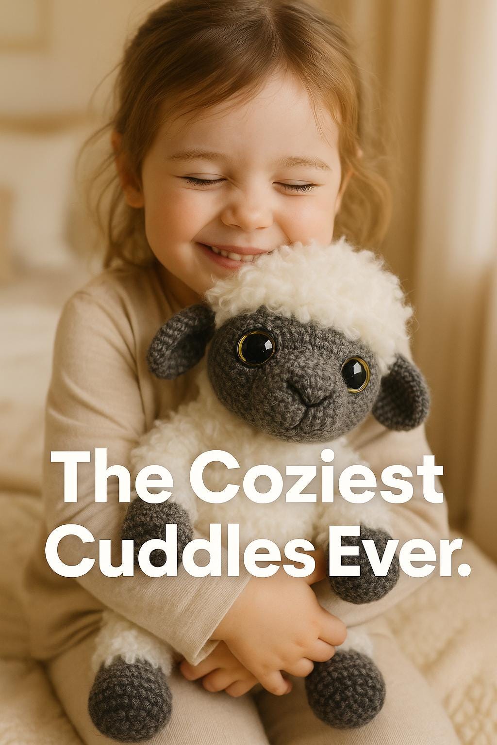 Crocheted Lamb Plush Toy: Fluffy Cotton, Nursery Decor