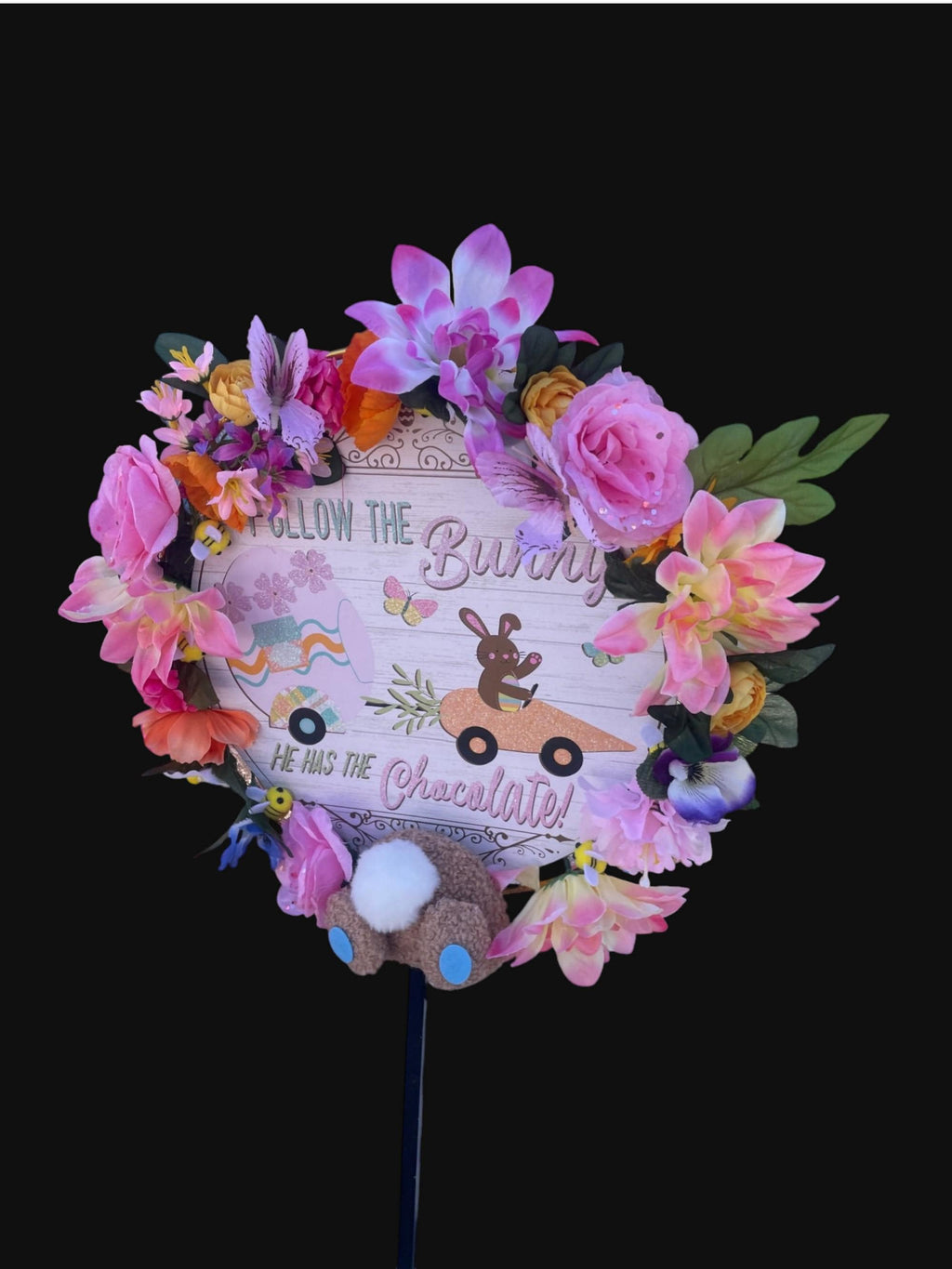Handmade Easter Wreath with Forever Flowers and Felt bees