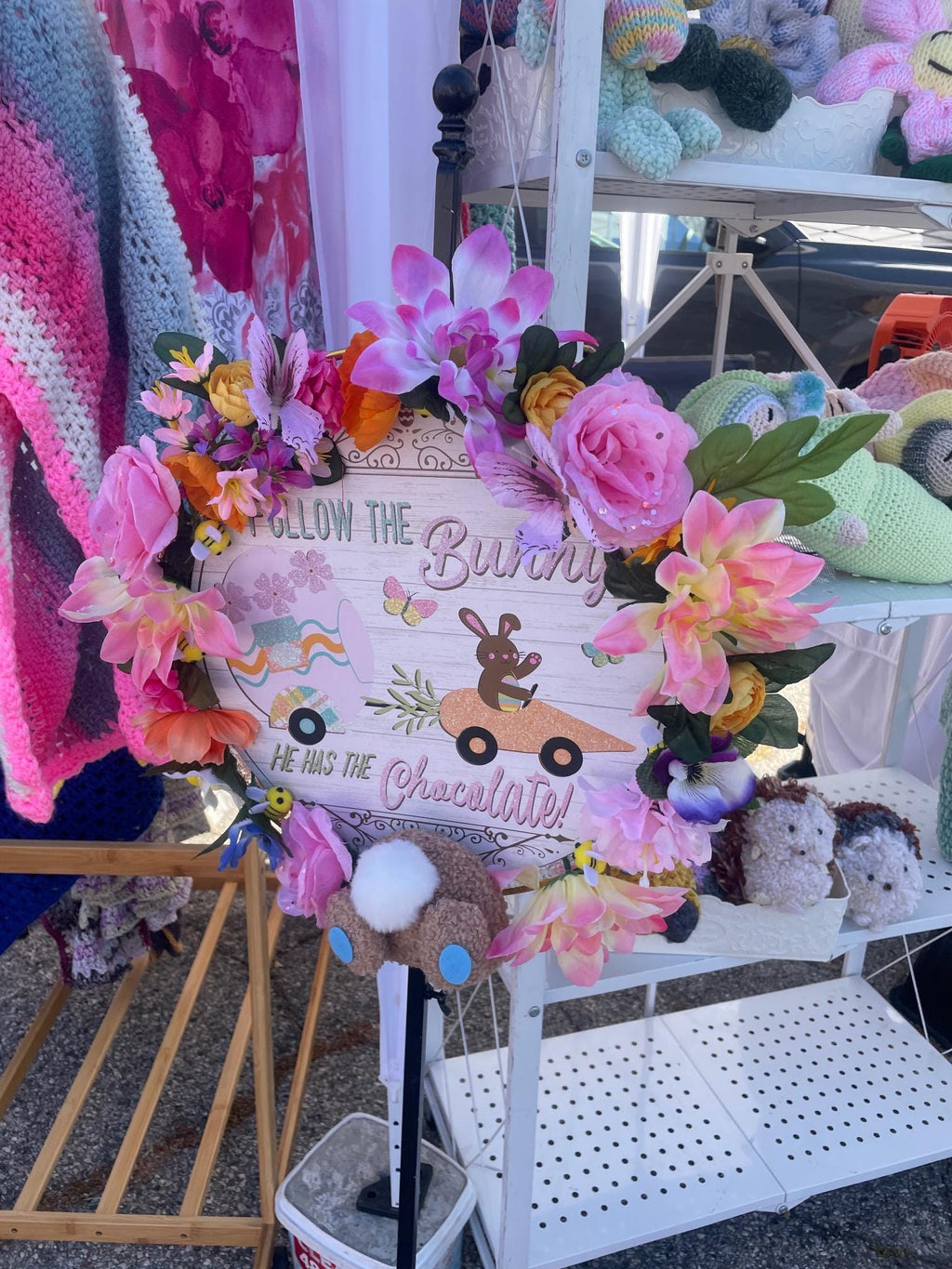 Handmade Easter Wreath with Forever Flowers and Felt bees